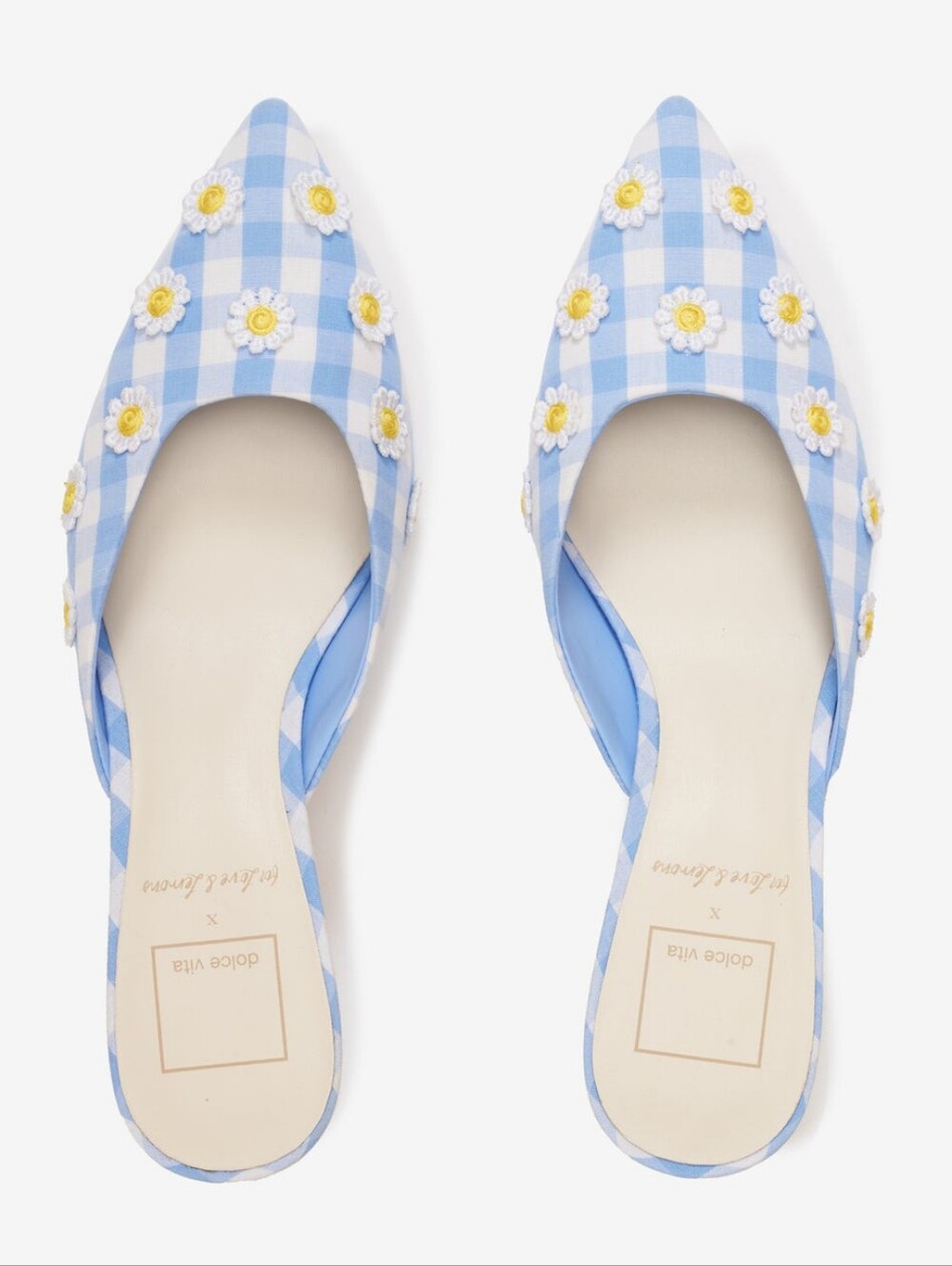 NWT For Love And Lemons X Dolce Vita Lilou Mule in Blue Gingham